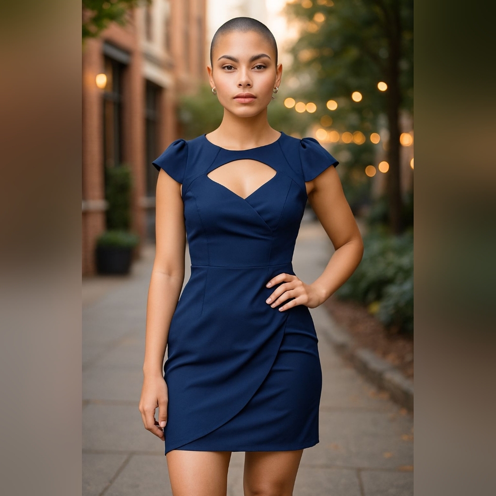 Guess Asymmetrical Navy Dress